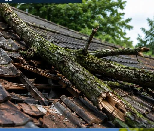 Chute d'arbre ou de branche — dégâts de toiture pris en charge par JMC Couverture